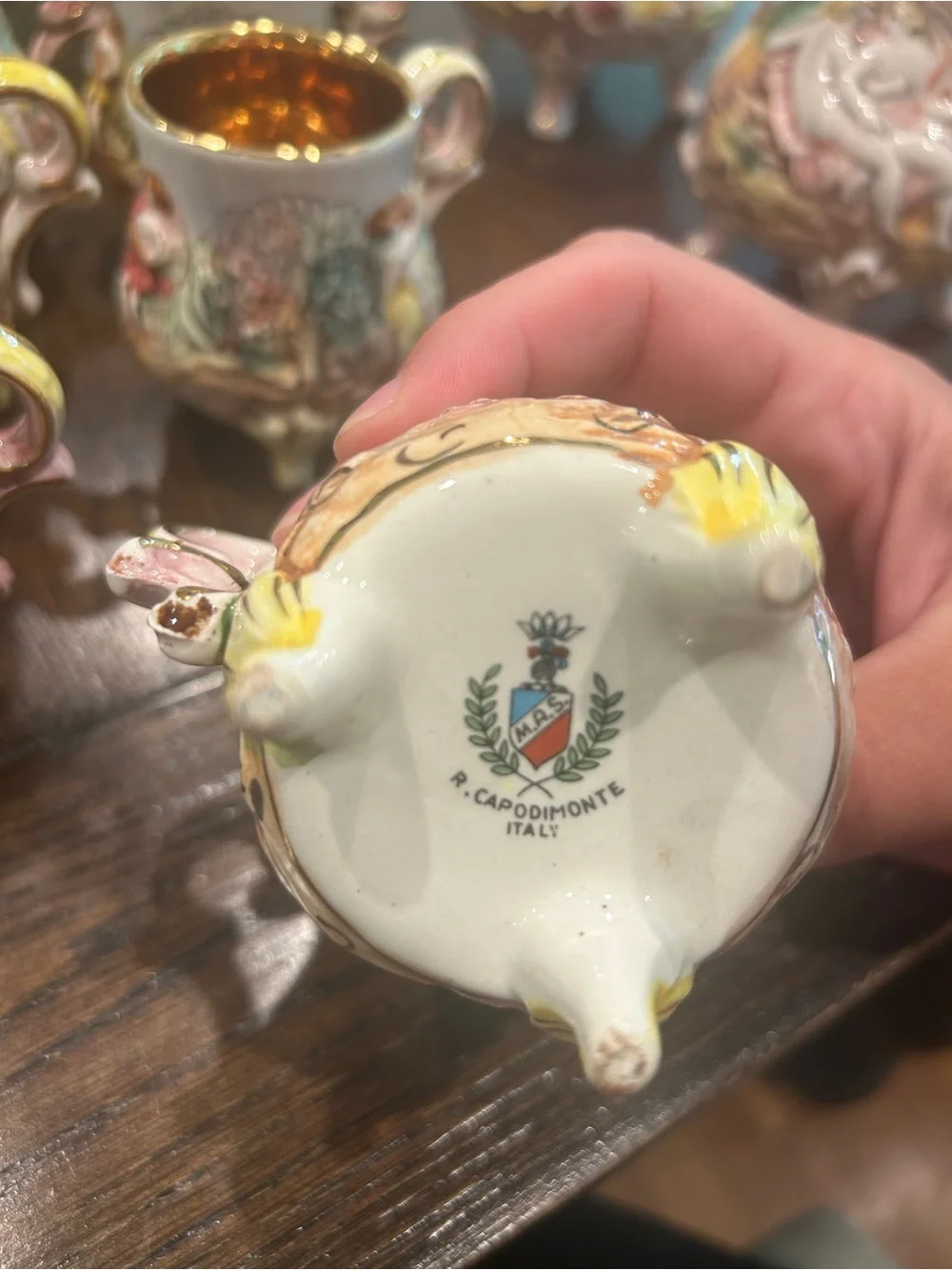 Antique R. Capodimonte Italy Nude/Cherubs Demitasse Coffee Pitcher Cream/Sugar